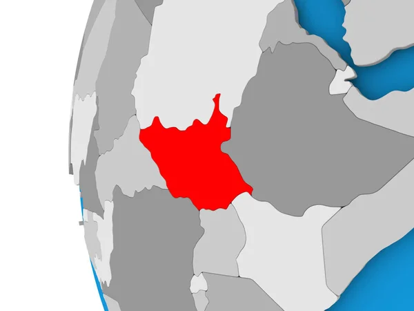 Karte von Südsudan auf politischem Globus — Stockfoto