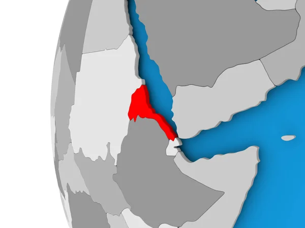 Map of Eritrea on political globe — Stock Photo, Image