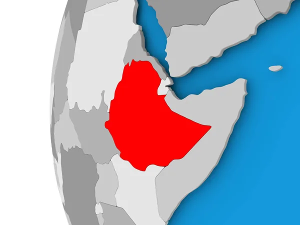 Mappa dell'Etiopia sul globo politico — Foto Stock
