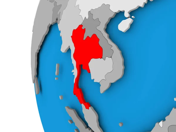 Kaart van Thailand op politieke wereldbol — Stockfoto