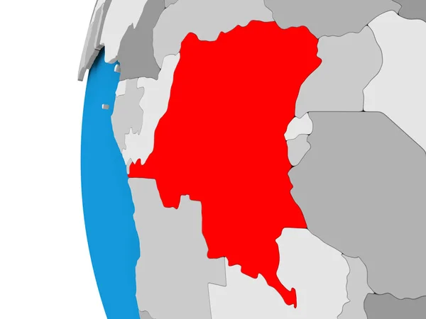 Mapa da República Democrática do Congo no mundo político — Fotografia de Stock