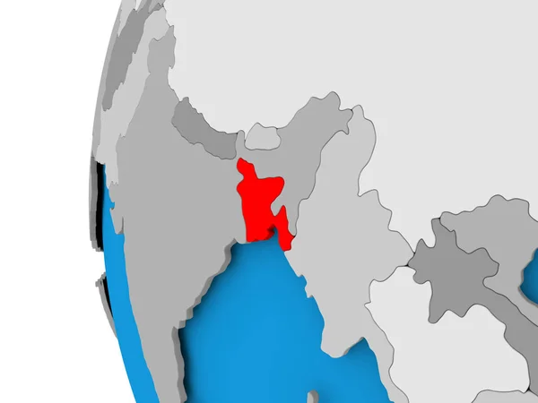 Map of Bangladesh on political globe — Stock Photo, Image