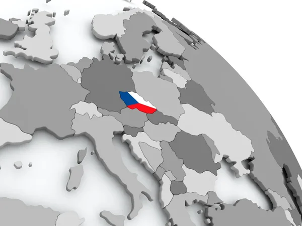 Carte de la République tchèque avec drapeau sur le globe — Photo