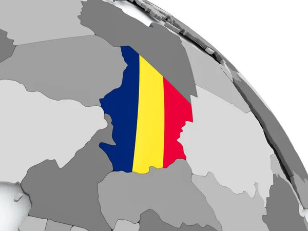 Mapa de Chad con bandera en el mundo — Foto de Stock