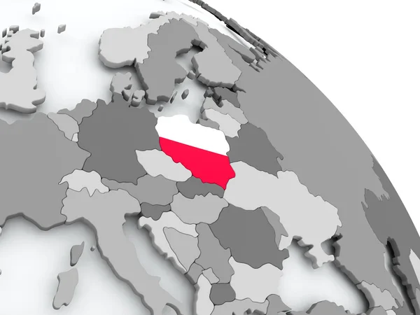 Mapa de Polonia con la bandera en el mundo —  Fotos de Stock