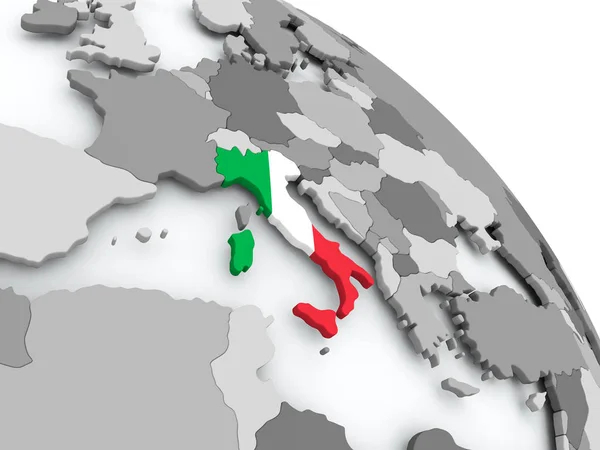 Mappa dell'Italia con bandiera sul globo — Foto Stock