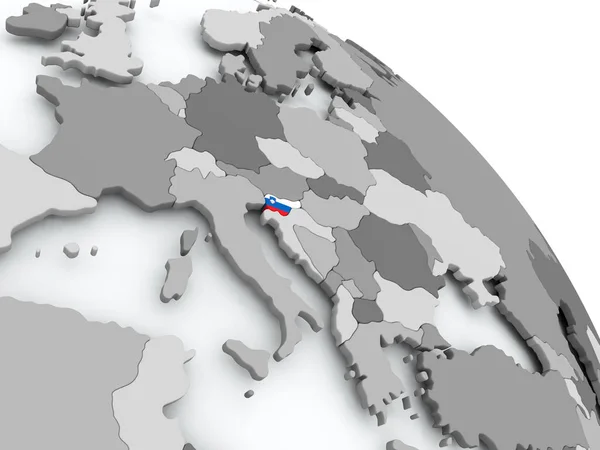 Mapa de Eslovenia con bandera en el mundo — Foto de Stock