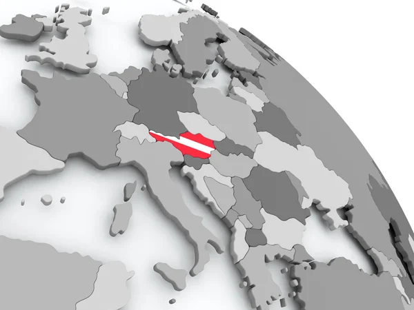 세계에 플래그와 함께 오스트리아의 지도 — 스톡 사진