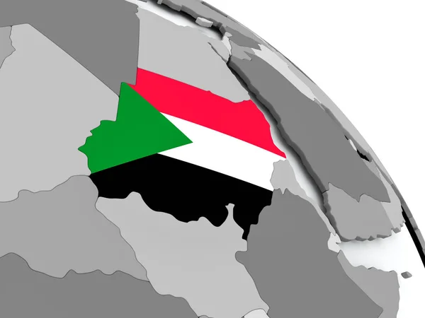 Map of Sudan with flag on globe — Stock Photo, Image