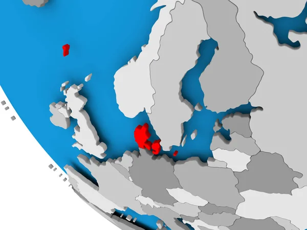 Denmark on political globe — Stock Photo, Image