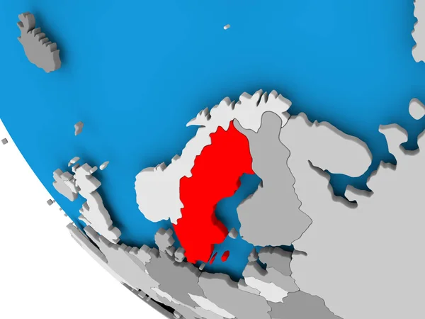 Schweden auf politischem Globus — Stockfoto