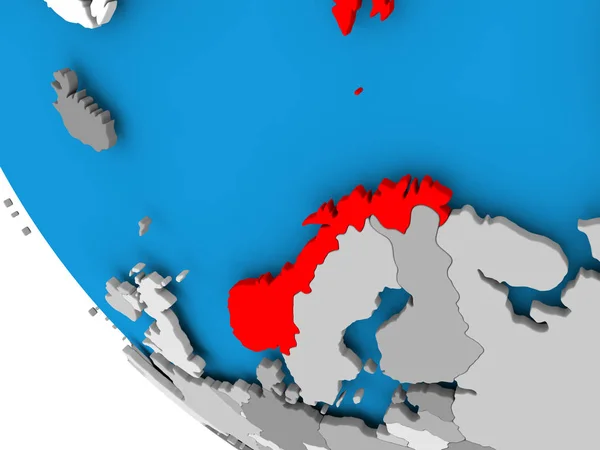 Norwegen auf politischem Globus — Stockfoto