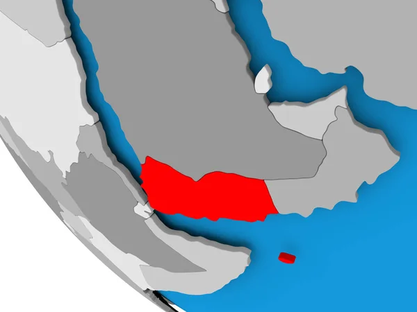 Jemen auf politischem Globus — Stockfoto