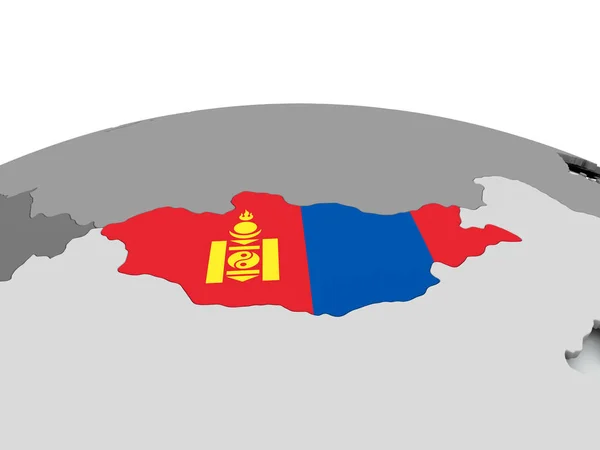 蒙古国国旗的地球上 — 图库照片