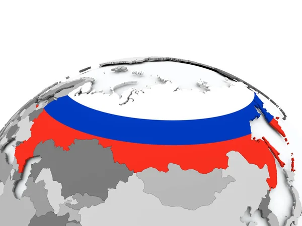 Vlag van Rusland op wereldbol — Stockfoto