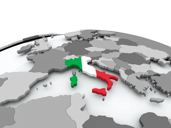 지구에 이탈리아의 국기 — 스톡 사진