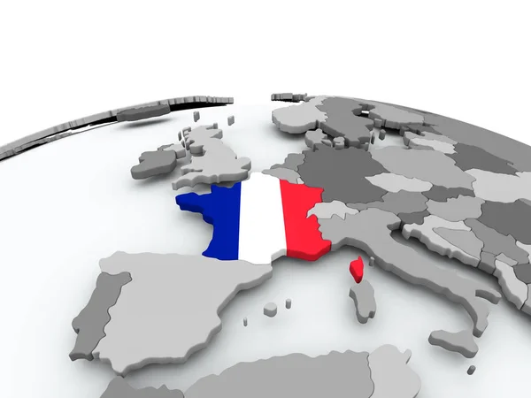 Bandeira da França no globo — Fotografia de Stock