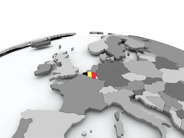 Bandeira da Bélgica no globo — Fotografia de Stock