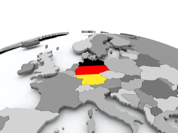 Flag of Germany on globe — Stock Photo, Image