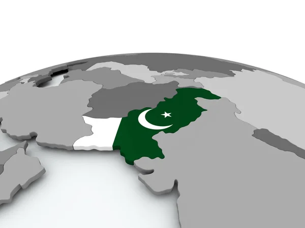 Bandiera del Pakistan sul globo — Foto Stock