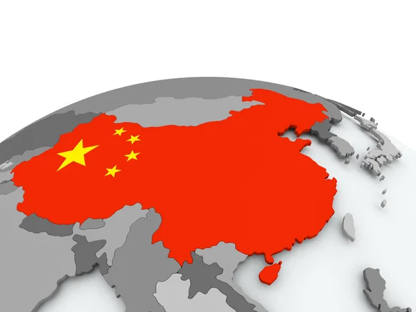 Flagge von China auf Globus — Stockfoto