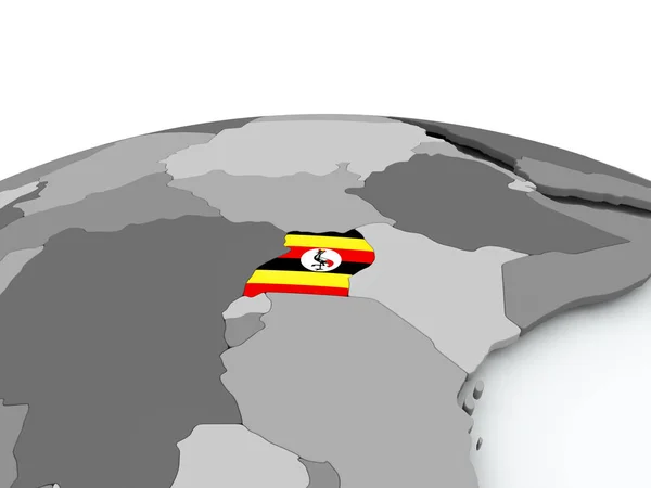 Bandiera dell'Uganda sul globo — Foto Stock