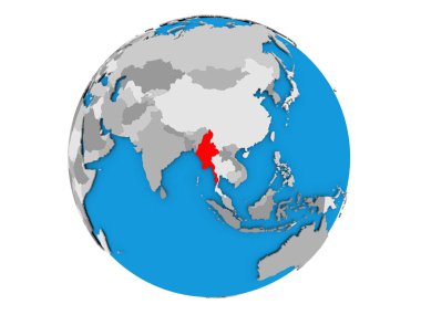 Myanmar izole küre üzerinde
