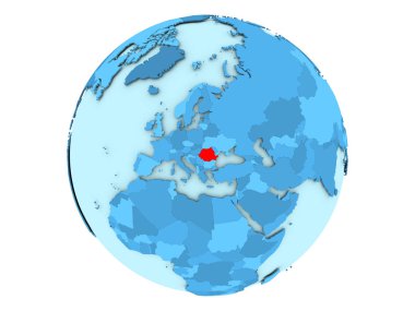 Romanya izole mavi dünya üzerinde