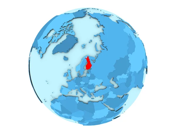 Фінляндія на синій земної кулі, ізольовані — стокове фото