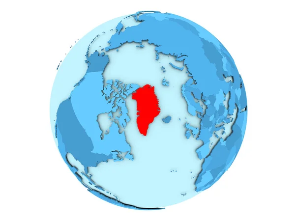 Grenlandii w na blue globe na białym tle — Zdjęcie stockowe