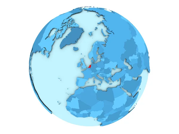 Nederland op blauwe wereldbol geïsoleerd — Stockfoto