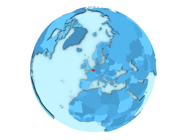 Бельгія на синій земної кулі, ізольовані — стокове фото