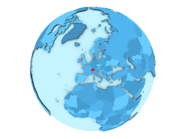 Schweiz auf blauem Globus isoliert — Stockfoto