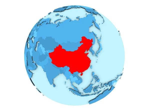 China on blue globe isolated — Stock Photo, Image