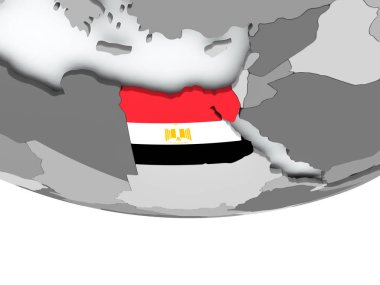 Dünya üzerinde bayrak ile Mısır