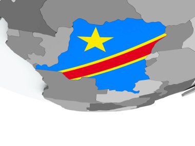Demokratik Kongo Cumhuriyeti dünya üzerinde bayrak ile