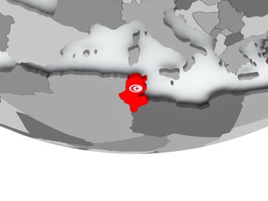 Tunus dünya üzerinde bayrak ile
