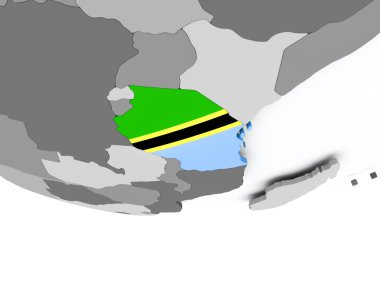 Tanzanya ile dünya üzerinde bayrak