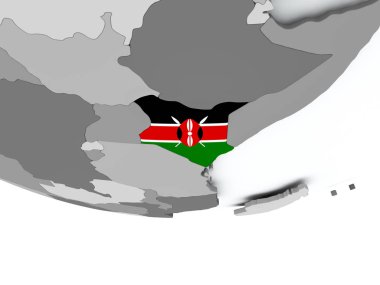 Dünya üzerinde bayrak ile Kenya