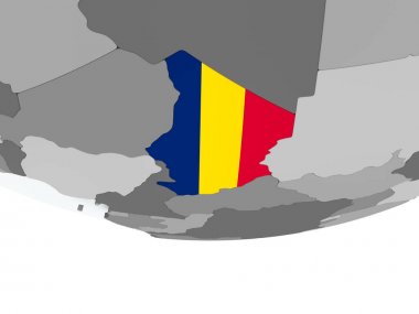 Chad dünya üzerinde bayrak ile
