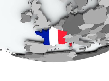 Fransa dünya üzerinde bayrak ile