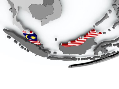 Dünya üzerinde bayrak ile Malezya