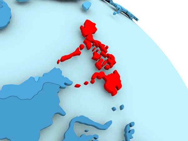 Filipijnen op blauwe wereldbol — Stockfoto