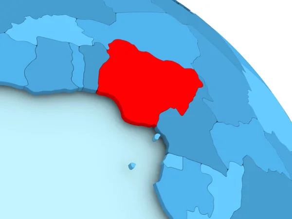 Nigeria on blue globe — Stock Photo, Image