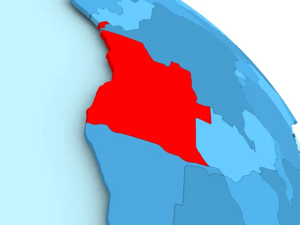 Angola auf blauem Globus — Stockfoto