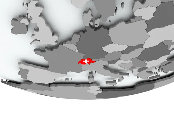 Szwajcaria z flagą na całym świecie — Zdjęcie stockowe