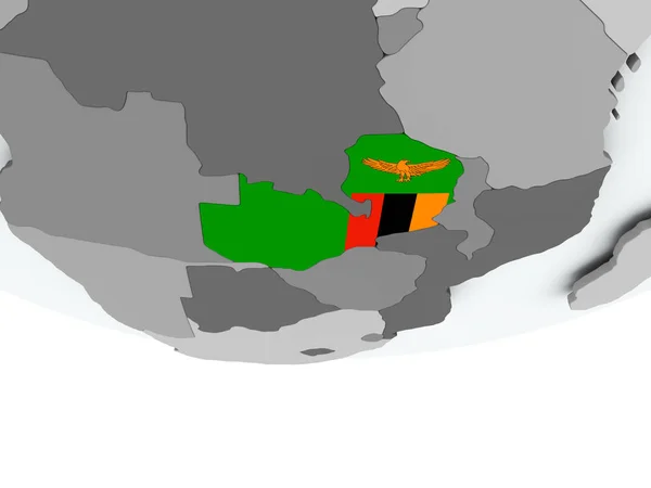 Zambie avec drapeau sur le globe — Photo