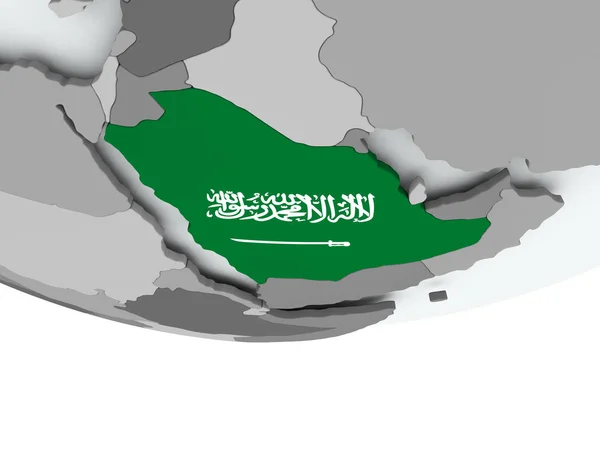 Arabie Saoudite avec drapeau sur le globe — Photo
