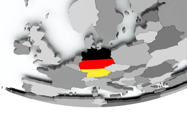 Germany with flag on globe — Stock Photo, Image