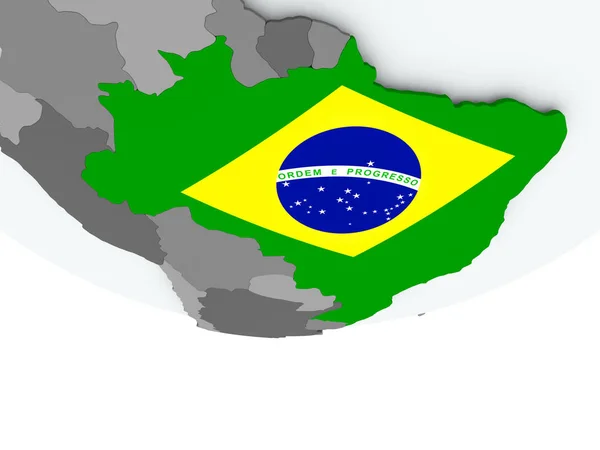 Brezilya dünya üzerinde bayrak ile — Stok fotoğraf